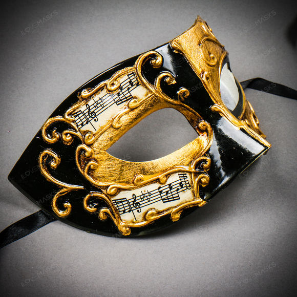 Phantom Of Opera Musical Masquerade Venetian Eye Mask - Black Gold - Picture 4 of 10